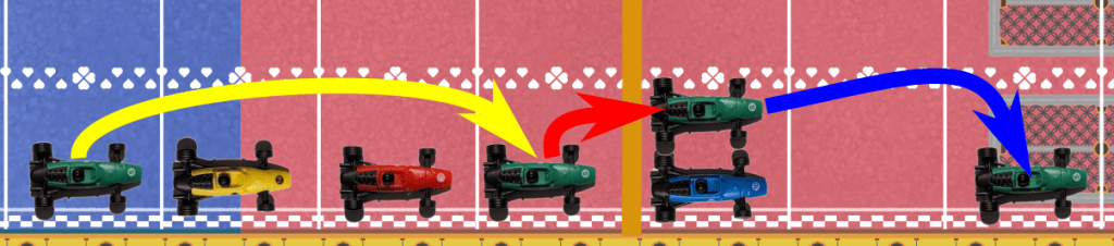 Image highlighting the Spin Boost mechanic. It shows the steps described in the caption of this image.